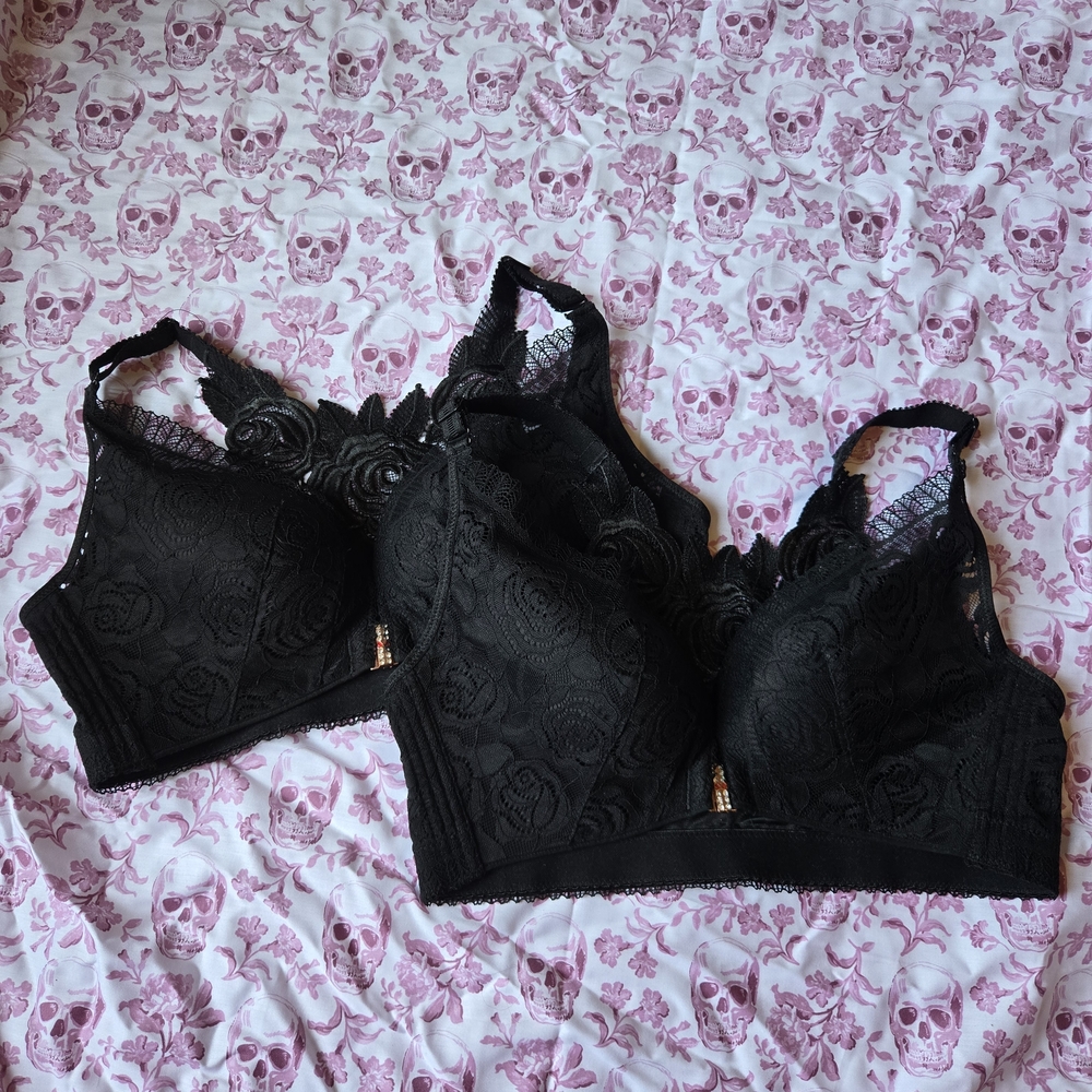 Set of 2 black, lace racerback Bras